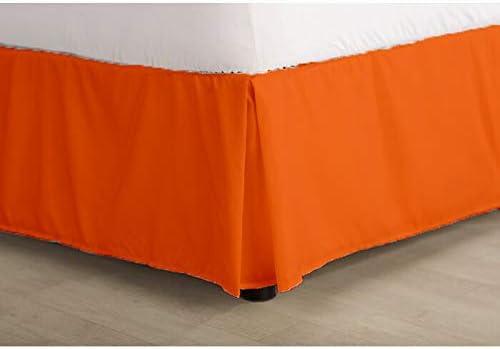 Bed Skirt - 100% Cotton 800 Thread Count Box Pleated Bed Skirt - Luxury Pleated Dust Ruffle, Hotel Quality Modern Bed Skirt, Easy Fit with 12 Inch Tailored Drop, Queen, Orange