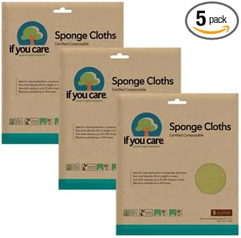 If You Care Sponge Cloths – 5 Count – 100% Natural Cleaning Rags by IfYouCare