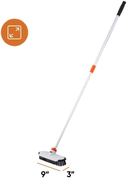 Superio Deck Scrub Brush with Long Handle, Heavy Duty Stiff Bristles Grout - Image 2