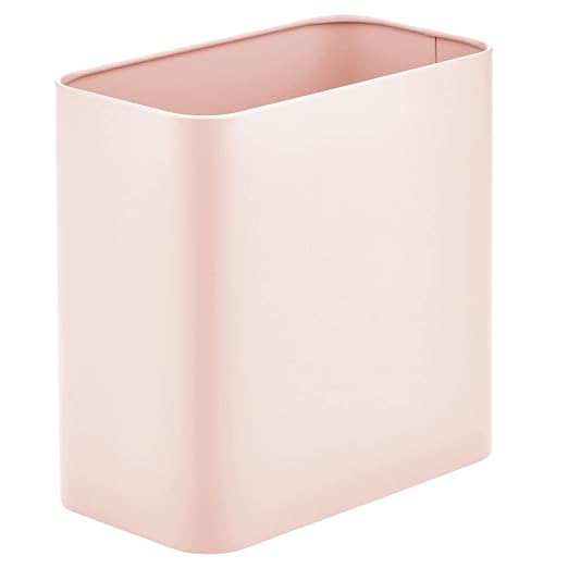 mDesign Metal Wastepaper Bin — Compact Rectangular Bathroom Bin — Rubbish Basket - Image 5