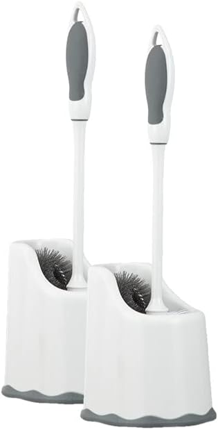 Superio Toilet Brush with Holder Grey, Comfort Grip, Matching Caddy, Clean by Superio