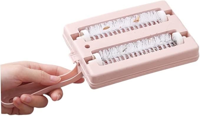 Carpet Debris Brush Double-Roller Sofa Sweeper Handheld Dusting Cleaner Pink - Image 7