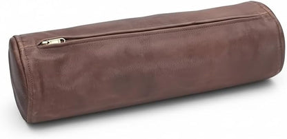 Leather Cylindrical Cushion Cover – 100% Lambskin Round Bolster Pillow Cover | Handmade Ergonomic Roll for Head, Neck & Back | Decorative Home & Sofa Accessory (20" x 5")