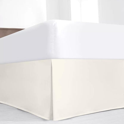 SKY BEDDINGS Luxury Pleated Twin Bed Skirt with Split Corners - 18 Inch Tailored Drop - Pleated Dust Ruffle - Wrinkle-Free 100% Microfiber - Easy Fit, Soft & Durable - Ivory