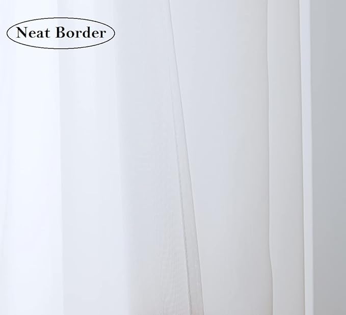 PI White Sheer Curtains 45 Inches Length with Eyelets,Voile Light Filtering Small Window Curtains for Kitchen/Bathroom/Farmhouse/Basement 2 Panels (W42 X L45,Optical White)