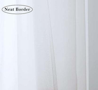 PI White Sheer Curtains 45 Inches Length with Eyelets,Voile Light Filtering Small Window Curtains for Kitchen/Bathroom/Farmhouse/Basement 2 Panels (W42 X L45,Optical White)