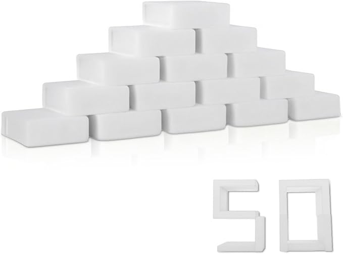 Magic Melamine Sponge Eraser, GRS Certified 50 Pack Magic Cleaning Erasers in by ISDGER