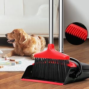 Loonpon Broom with Dustpan Combo Set, 43” Long Handle Broom and Dustpan Set - Image 6