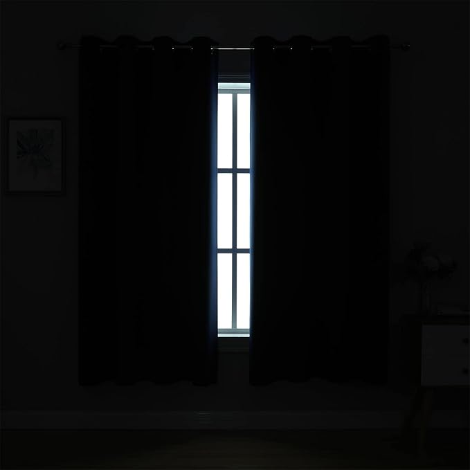 MIUCO 2 Panels Room Darkening Thermal Insulated Grommet Window Blackout Curtains for Bedroom 63 Inches Long Navy Blue