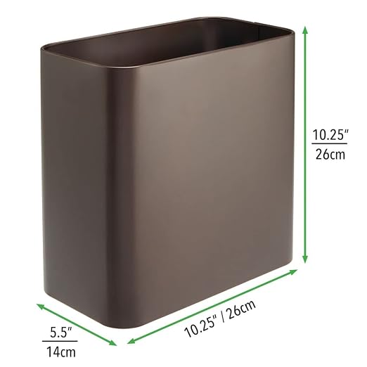 mDesign Small Metal 2.4 Gallon/9 Liter Trash Can Wastebasket Garbage Bin - Image 4