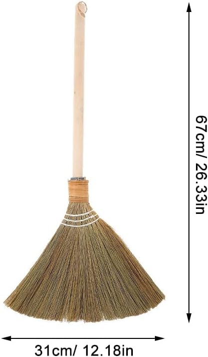 SAFIGLE Handwoven Miscanthus Straw Broom Soft Bristle Indoor Sweeper Removable - Image 2