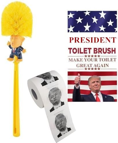 Toilet Brush ＆ Toilet Paper Roll Set, Funny Gag Gift Toilet Bowl Brush by Amzocina