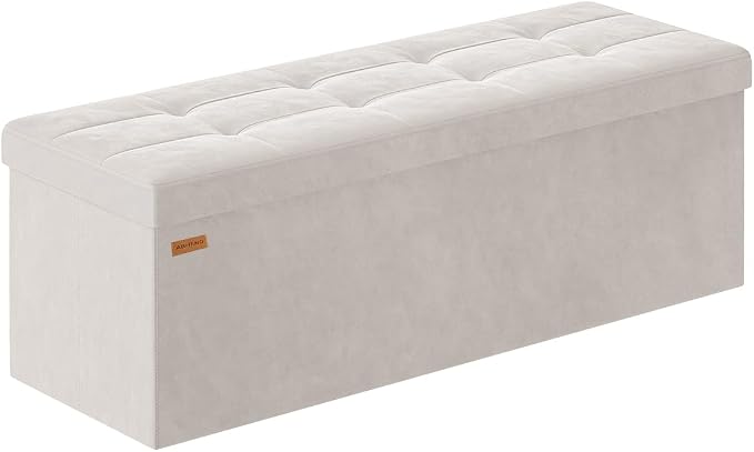 Folding Storage Ottoman, Velvet Storage Bench, Removable Divider, by Liveinacomfortablehome