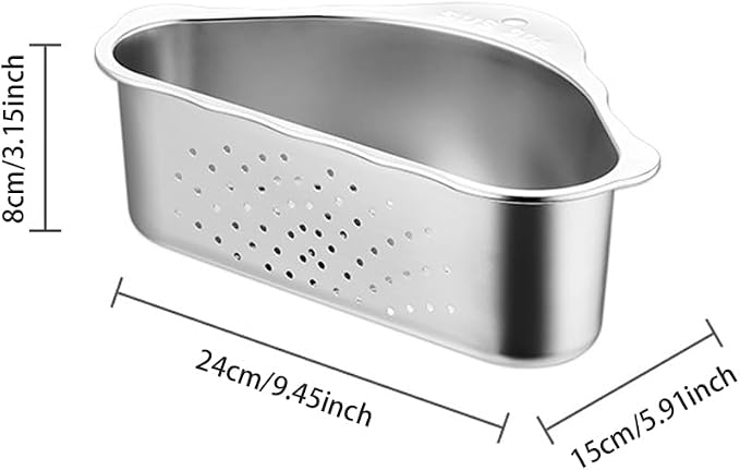 Triangle Sink Drainer Basket, Stainless Steel Triangular Sink Drain Shelf - Image 6