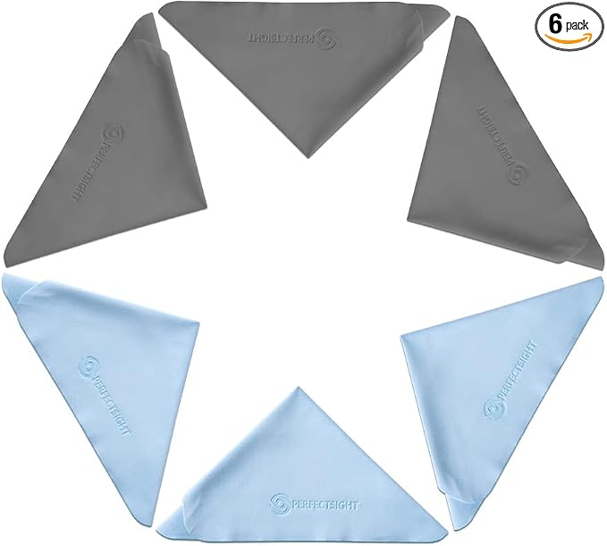 PERFECTSIGHT Microfiber Cleaning Cloths, 6 Pack Lint Free Glasses Cleaning Cloth by PERFECTSIGHT