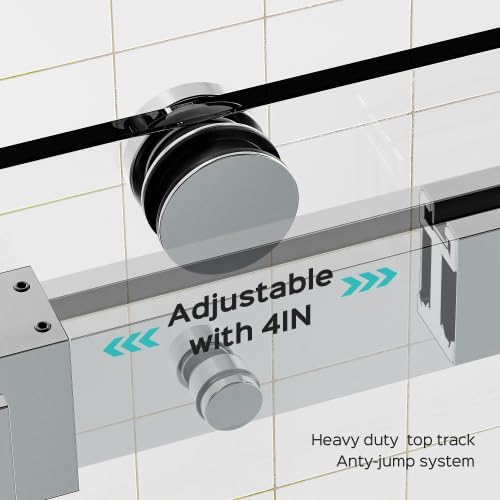 Shower Door 56–60 in W x 76 in H, 3/8" Tempered Glass Double Sliding Shower Door - Image 4
