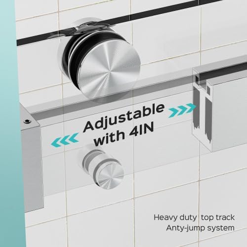 Shower Door 68–72in W x 76 in H, 3/8" Tempered Glass Double Sliding Shower Door - Image 4