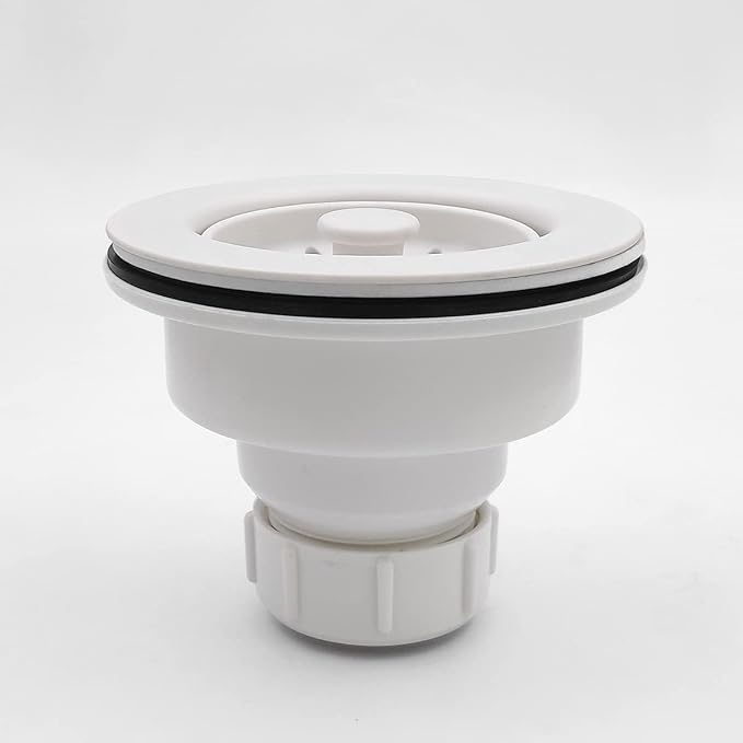 White Polymer Drain Kitchen Sink Drain Assembly - Image 4