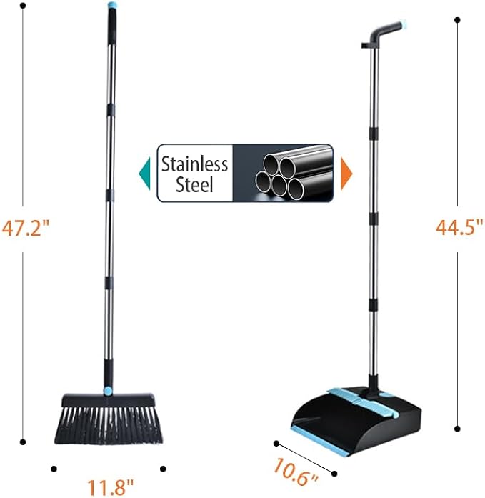 Broom and Dustpan Set for Home, Long Handle Dust Pan and Broom Combo for Indoor - Image 7