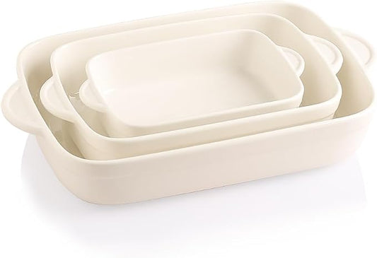 Sweejar Casserole Dishes for Oven, Ceramic Bakeware Set of 3, Lasagna Pan Deep by Sweejarco1949