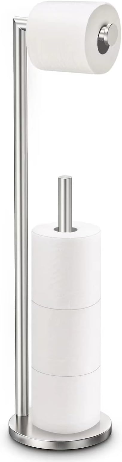 Toilet Paper Holder Stand, Toilet Paper Stand Brushed Nickel, Free Standing by Bathth