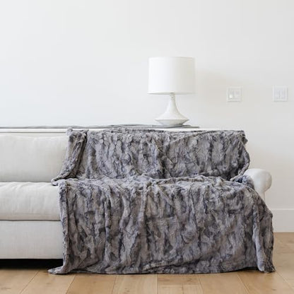 GRACED SOFT LUXURIES Oversized Throw Blanket Living Room Decor Softest Warm Elegant Aesthetic Comfy Cozy Faux Fur for Home, Couch, Sofa, Bed, Chair (XL 60" x 80", Marbled Gray)