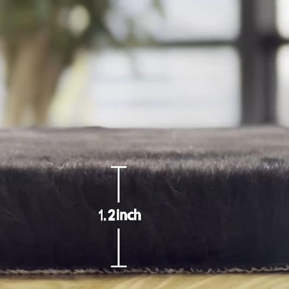 Fluffy Black Fuzzy Faux Rabbit Washable Shaggy Fur Rug for Living Room Bedroom Rugs Runners Rugs for Hallway 2x10 Nursery Rug
