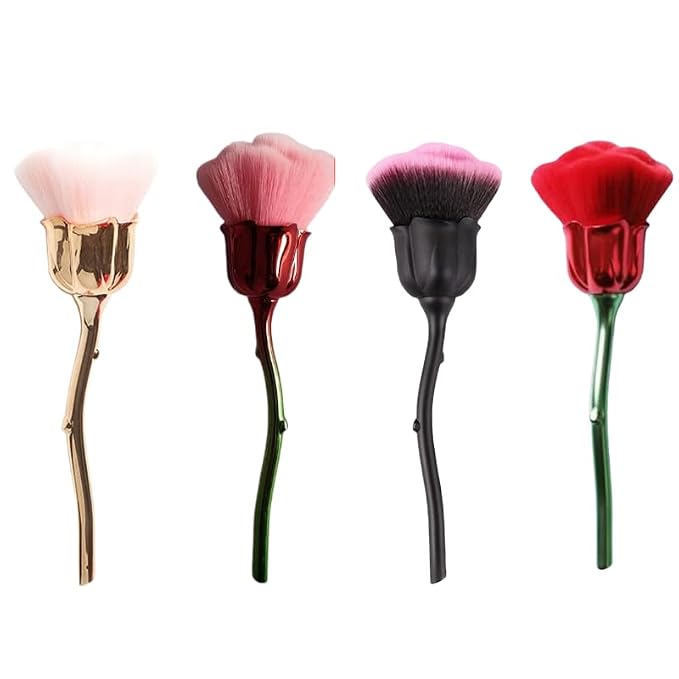 4 Pcs Nail Art Dust Powder Remover Cleaner Brush，Rose Nail Art Powder Dust by Unknown
