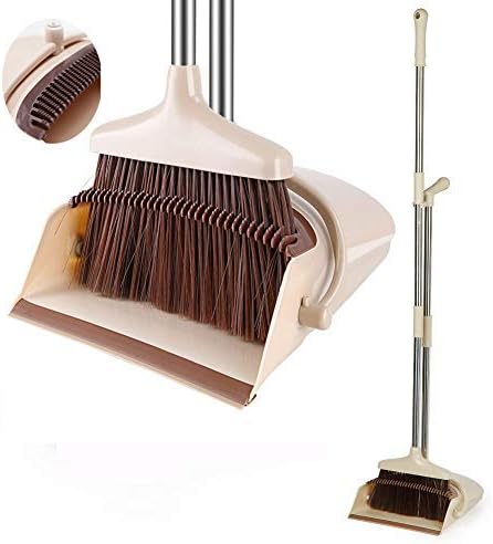 Broom and Dustpan Set Upright Self-Cleaning Sweeping Standing Set Use by FANSUSENKE+