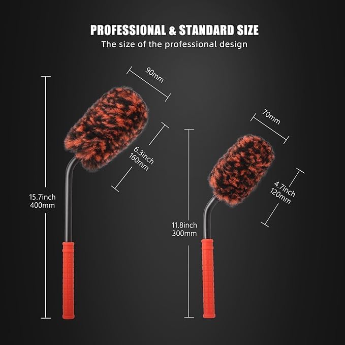 SPTA Angled Car Wheel Brush Set, Flat Spoke Brush, Metal Free Rim Tire Detail - Image 2