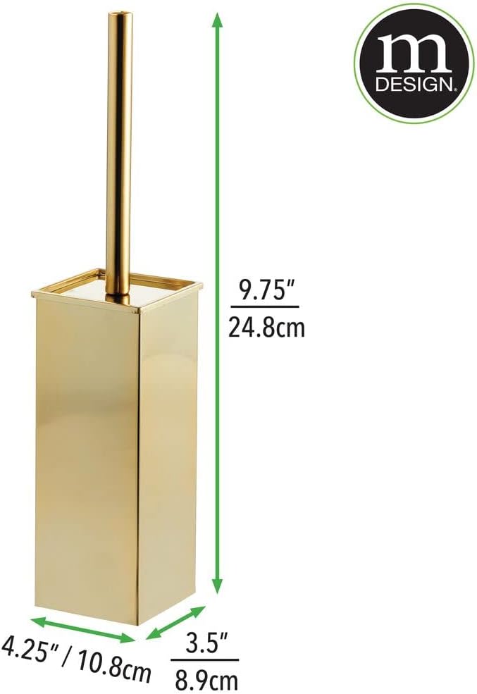 mDesign Steel Square Modern Toilet Bowl Brush and Holder - Image 5