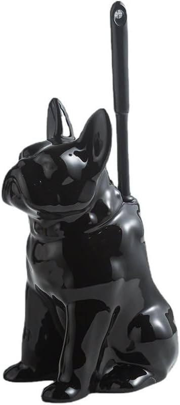 Comeon Ceramic Dog White/Black Toilet Brush and Holder Set, Plastic Handled - Image 8