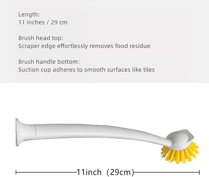 2 Pcs Scrub Brush with Handle 11'' Dish Scrubber Brush Kitchen Sink Brush Long - Image 2