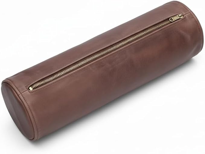 Leather Cylindrical Cushion Cover – 100% Lambskin Round Bolster Pillow Cover | Handmade Ergonomic Roll for Head, Neck & Back | Decorative Home & Sofa Accessory (24" x 6")