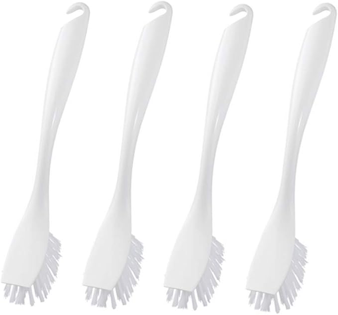 Dishwashing Brush with Hangable Long Handle, Built-in Scraper, Scrub Brush by DODXIAOBEUL