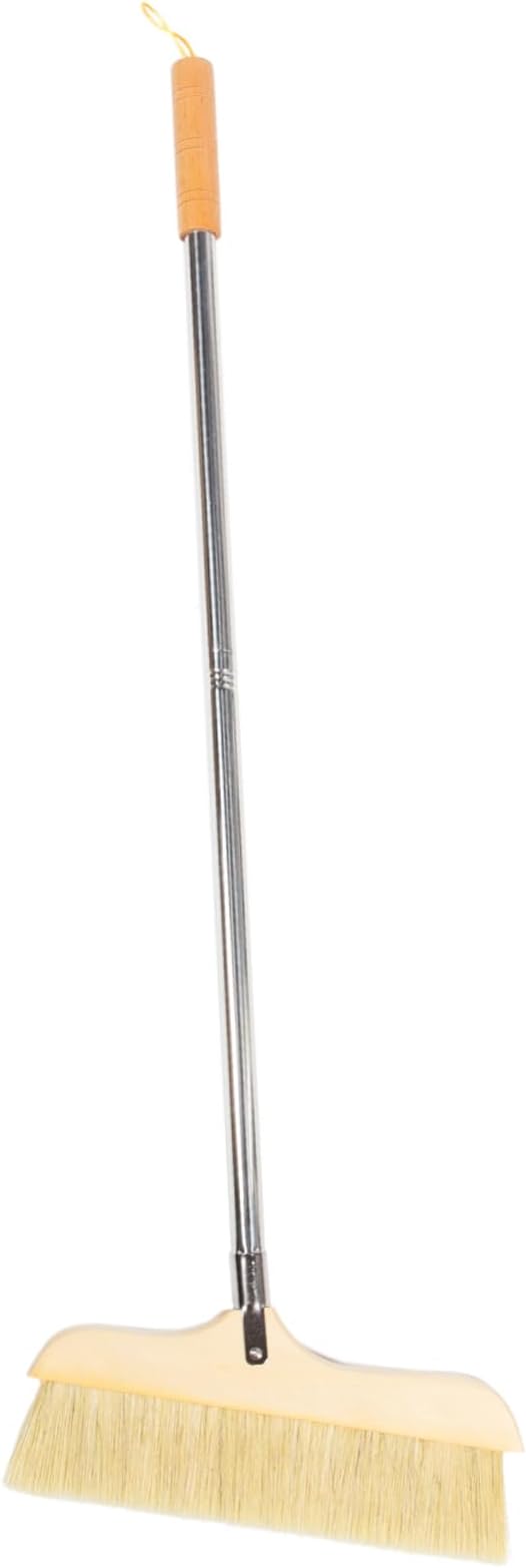 Natural Bristle Broom Soft Floor Brush Stainless Steel Pole Home Cleaning Tool by Unknown