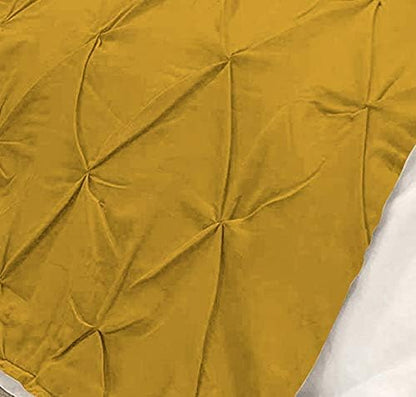 Bed Runner Set - 100% Pure Cotton 800 Thread Count - Luxury 1 Pinch Pleated Bed Runner and 2 Pillow Cover - 3 Piece Pinch Pleated Bed Runner Set Queen, Gold