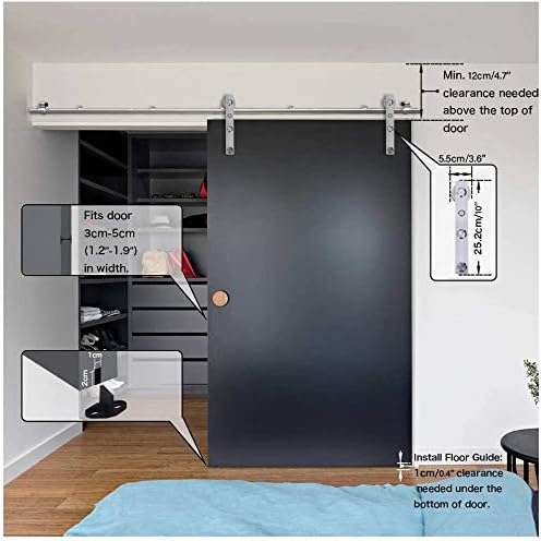 CCJH 5.2FT Stainless Sliding Barn Door Hardware Kit Heavy Duty - Image 6