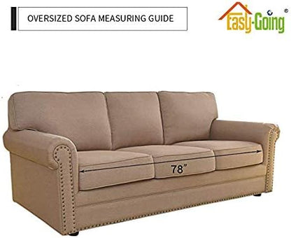 Easy-Going Reversible Oversized Couch Cover for 3 Cushion Couch Sofa Cover for Dogs Water Resistant Furniture Protector Cover with Foam Sticks for Pet (Oversized Sofa, Ivory/Ivory)