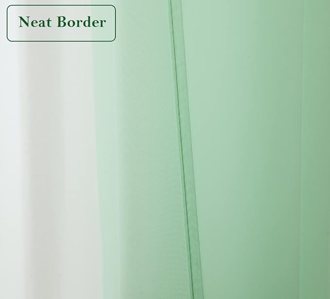 PI Short Sheer Curtains 45 inches Long with Ring Top,Cool Voile Sheer Window Curtain for Study/Farmhouse 2 Panels (W52XL45, Mint Green)