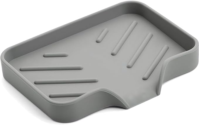 Sponge Holder with Drain Spout, Silicone Sponge Tray by Metopets