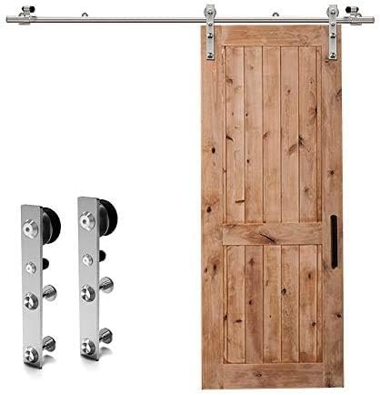 CCJH 5.2FT Stainless Sliding Barn Door Hardware Kit Heavy Duty - Image 2