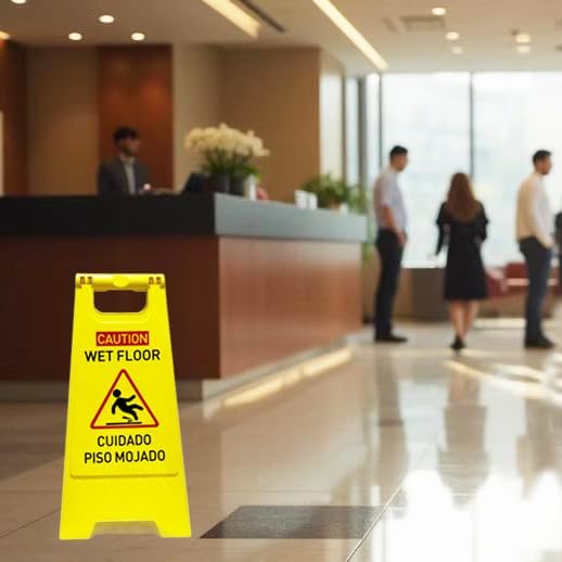 4-Pack Caution wet floor sign, 24 in. Height, Bright Yellow Double-Sided - Image 6