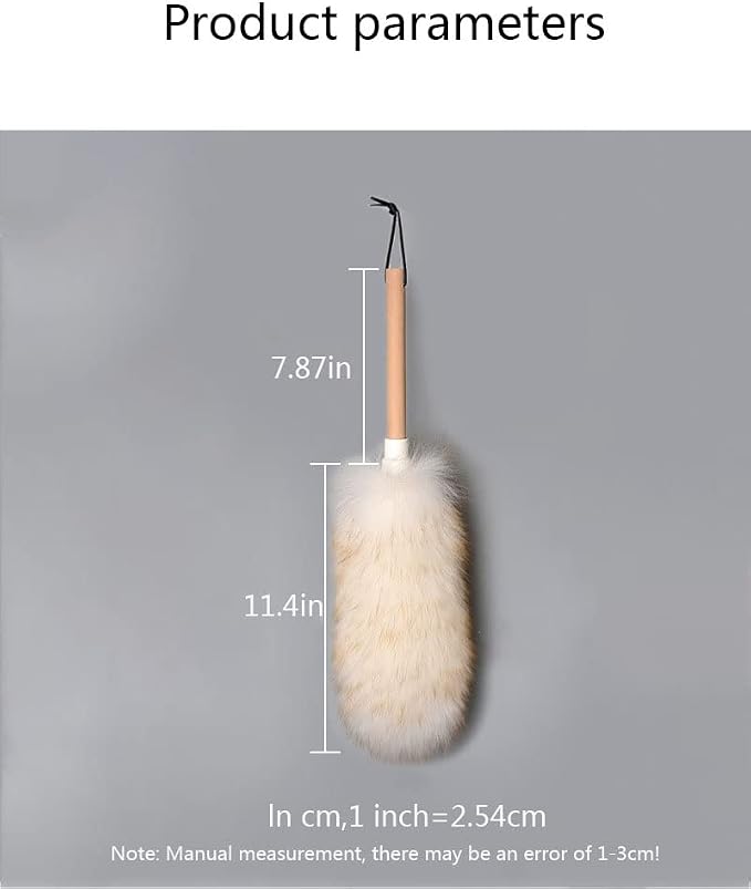 Lambswool Duster with Wooden Handle, Reusable Feather Duster - Image 6