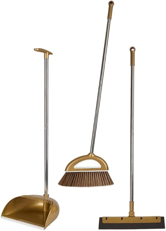 GANAZONO Broom Dustpan Scraper Set Long Handle Stand Up Broom Combo Dustpan by GANAZONOEnjoyYourLife