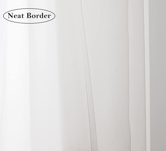 PI Ivory Sheer Curtains Short Panels,Grommet Top Airy Voile Window Curtain for Kitchen/Bay Window 2 Panel (Ivory, W52XL45)