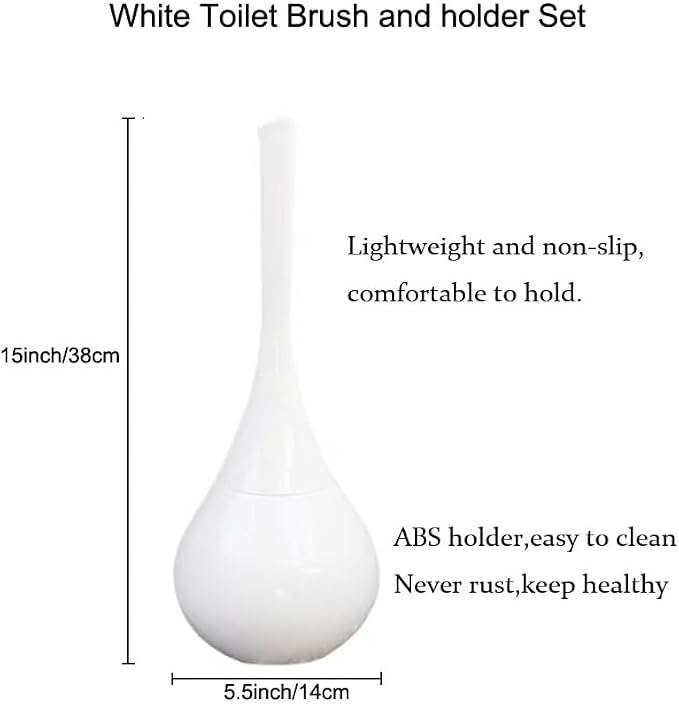 White Bathroom Decor Toilet Brush and Holder Set, Modern Toilet Bowl Brush - Image 2