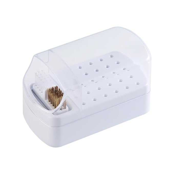 2 in 1 Nail Drill Bit Holder and Nail Drill Bits Cleaner Brush Case, 30 Holes by Fcozpjk