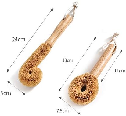 Wodden Cleaning Brush, Bottle Washing Brush, Pan Scrub Brush, Natural Coconut - Image 2