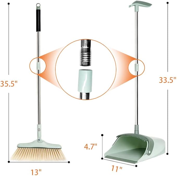 Broom and Dustpan Set for Home, Long Handle Dust Pan and Broom Combo for Indoor - Image 6